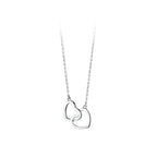 Double Heart Interlocking Titanium Steel Necklace Jewelry Pi-Mart