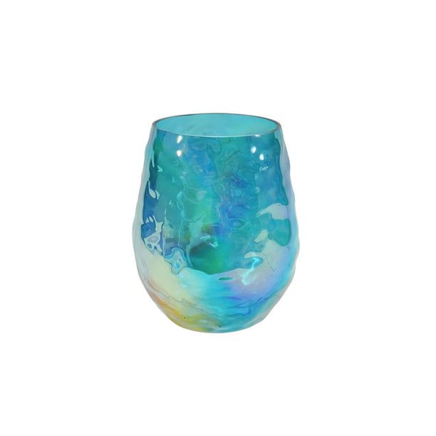 Better Homes & Gardens Hammered 19-Ounce Stemless Wine Glass, Luster Blue EasyOptionXY LLC