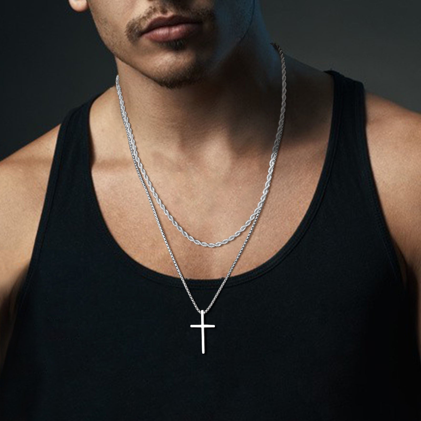 Vnox Mens Cross Necklaces Pi-Mart