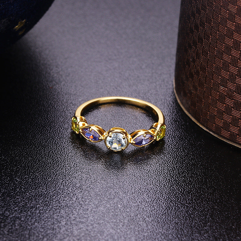 Sky Blue Topa Geometric Ring