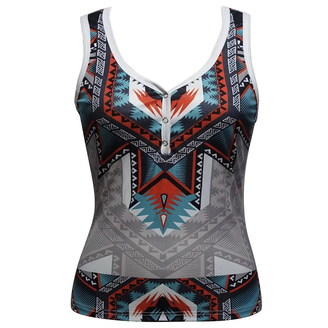 Women's New Fashionable V-neck Ethnic Pattern Knitted Button Versatile Vacation Style Vest Top - SJB-DIAMOND ELITES