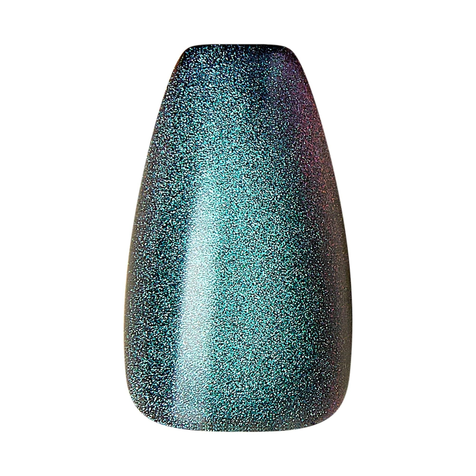 KISS Gel Fantasy Magnetic Medium Coffin Sculpted Gel Nails, Glossy Dark Blue, 28 Count EasyOptionXY LLC