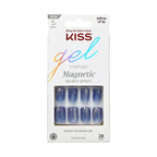 KISS Gel Fantasy Magnetic Short Square Gel Nails, Glossy Medium Blue, 28 Count EasyOptionXY LLC