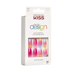 KISS Salon Design Short Coffin Glue-On Nails, Glossy Light Multicolored, 'The Motto', 24 Ct. EasyOptionXY LLC