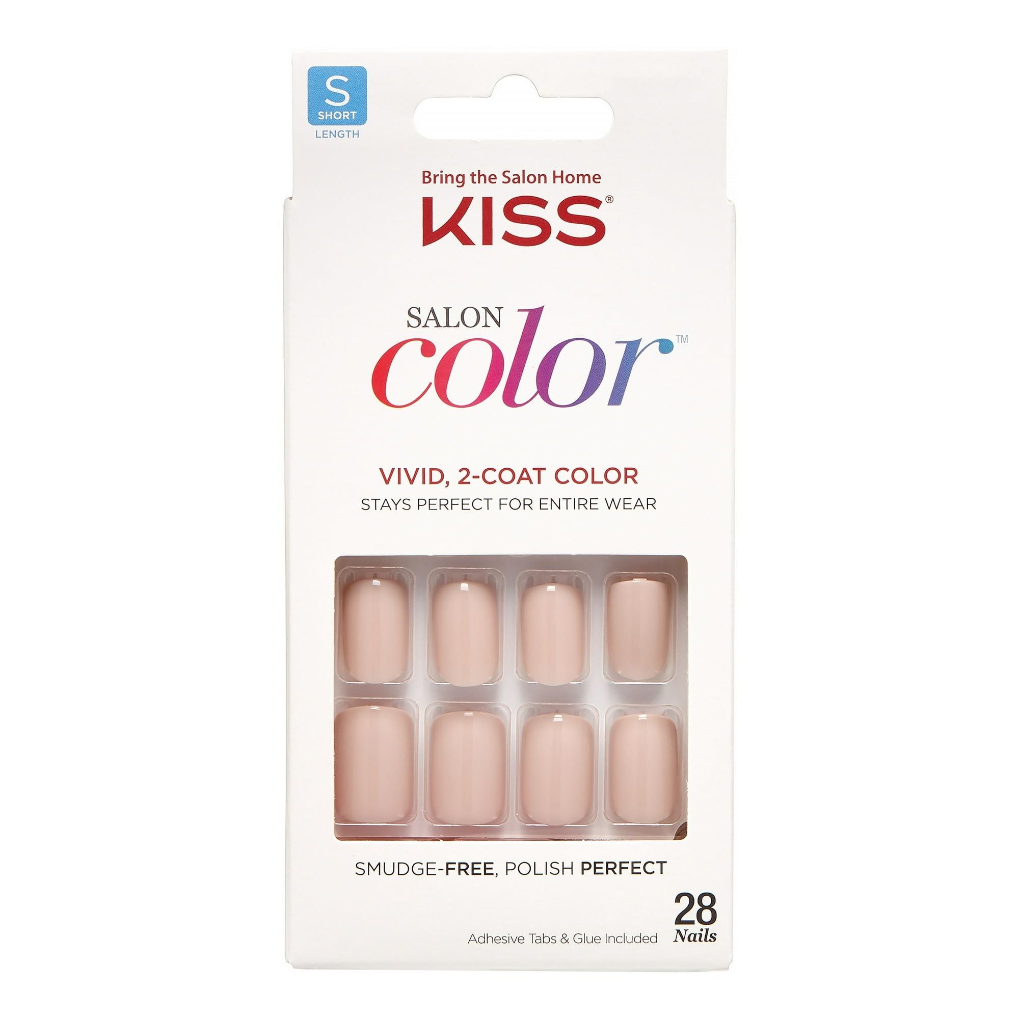KISS Salon Color Solid Color Fake Nails, White, Short Square, 'Landslide', 31 Ct. EasyOptionXY LLC