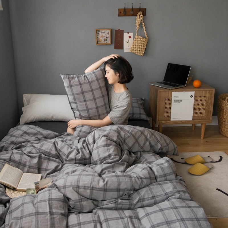 Simple check sheet duvet cover Pi-Mart