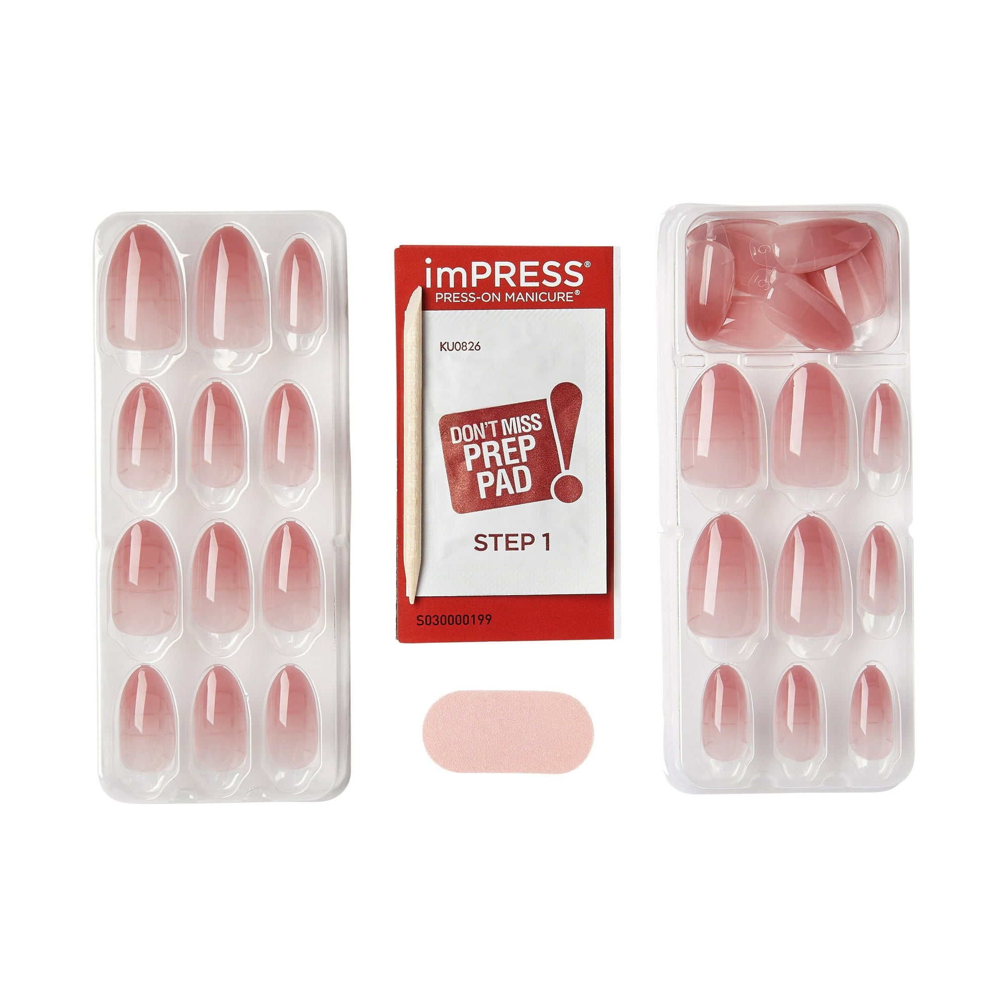 KISS imPRESS Bare but better Medium Almond Gel Press-On Nails, Glossy Light Pink, 30 Pieces EasyOptionXY LLC