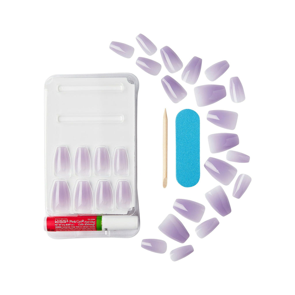 KISS Jelly Fantasy Medium Coffin Glue-On Nails, Glossy Medium Purple, 28 pieces EasyOptionXY LLC