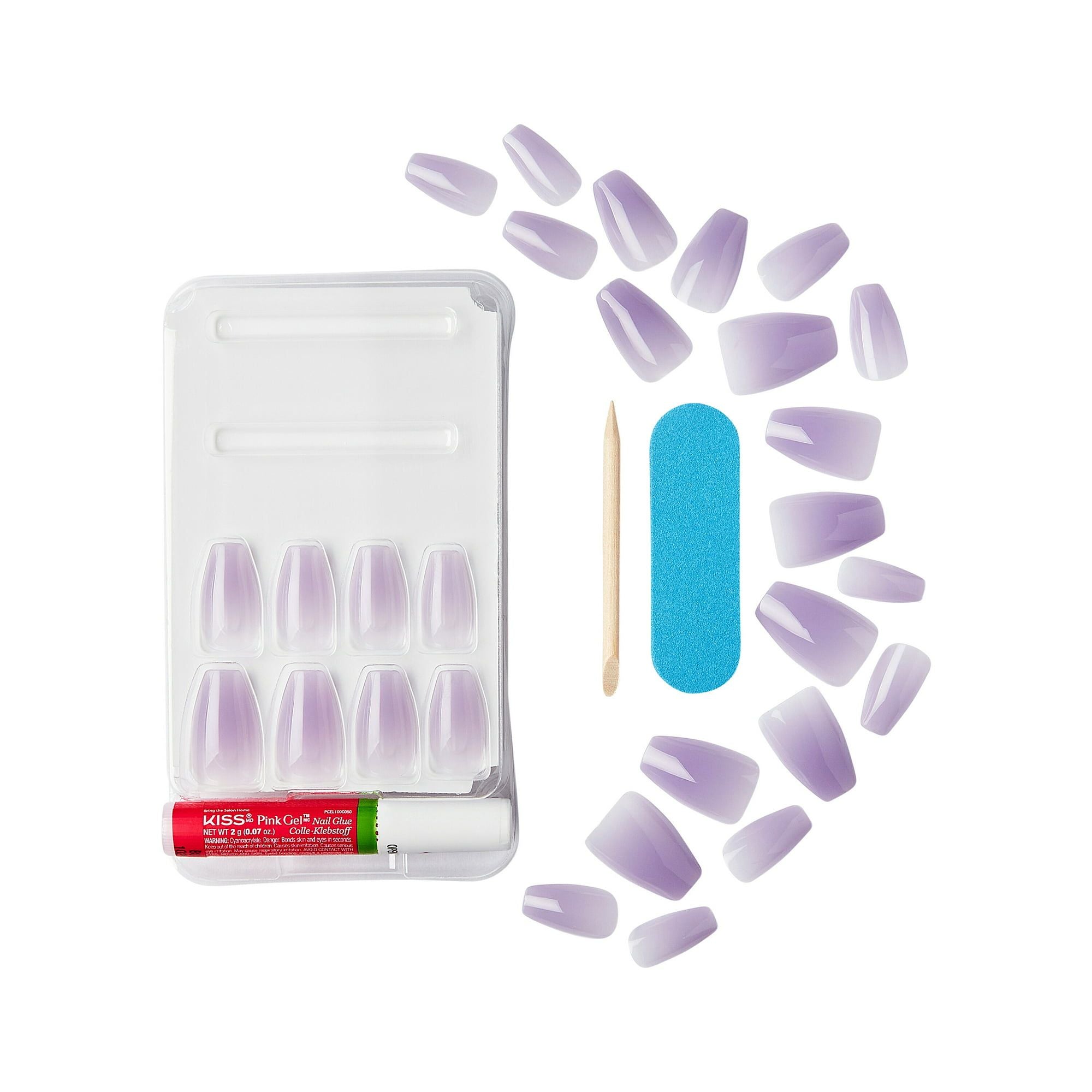 KISS Jelly Fantasy Medium Coffin Glue-On Nails, Glossy Medium Purple, 28 pieces EasyOptionXY LLC
