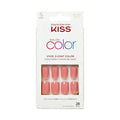 KISS Salon Color Short Square Fake Nails, Glossy Solid Pink, 'Guilty', 28 Ct.