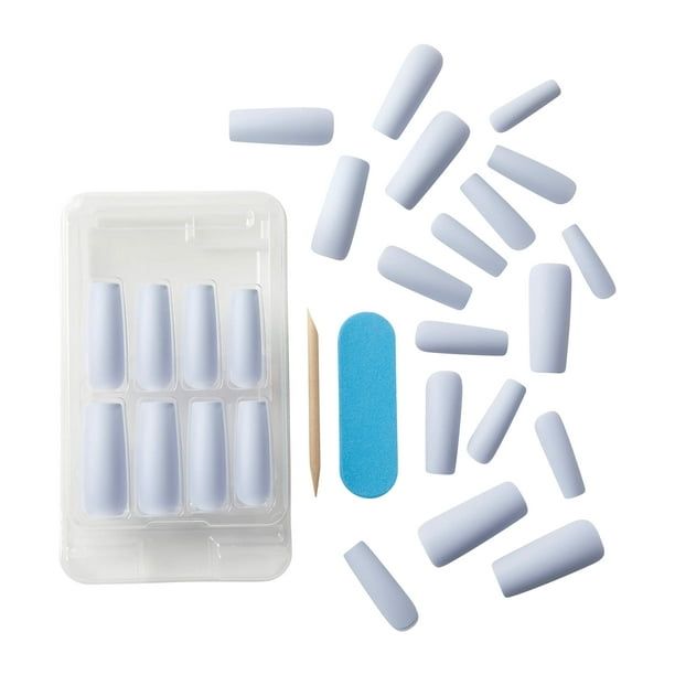 KISS Gel Fantasy Sculpted x-Long Square Glue-On Nails, Glossy Light Blue, 'Attitude', 28 Ct. EasyOptionXY LLC