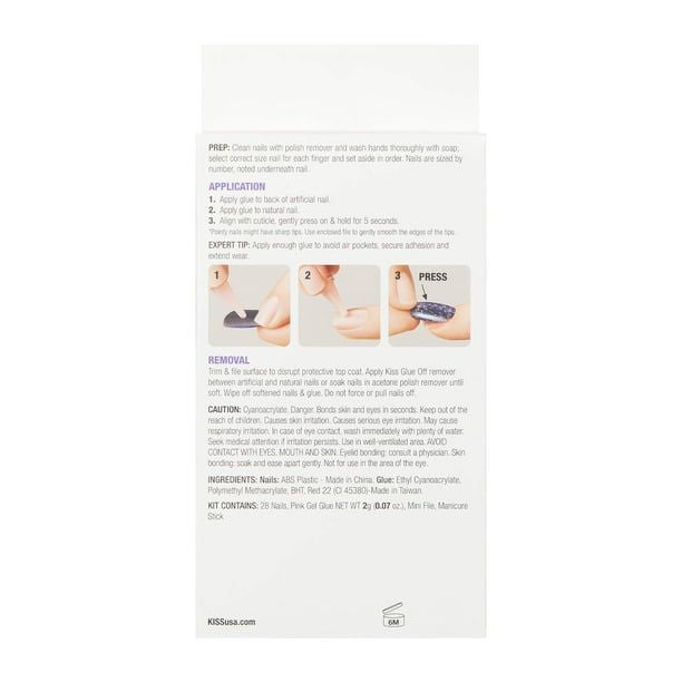 KISS Gel Fantasy Sculpted x-Long Square Glue-On Nails, Glossy Light Blue, 'Attitude', 28 Ct. EasyOptionXY LLC