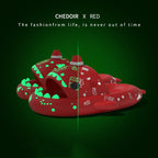 Halloween And Christmas Shoes Ins Luminous Shark Slippers Couple Men Women House Shoes Non-slip Bathroom Slippers Home Pi-Mart