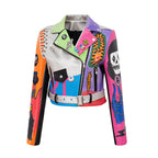 Graffiti Printed Motorcycle Leather Women Pi-Mart