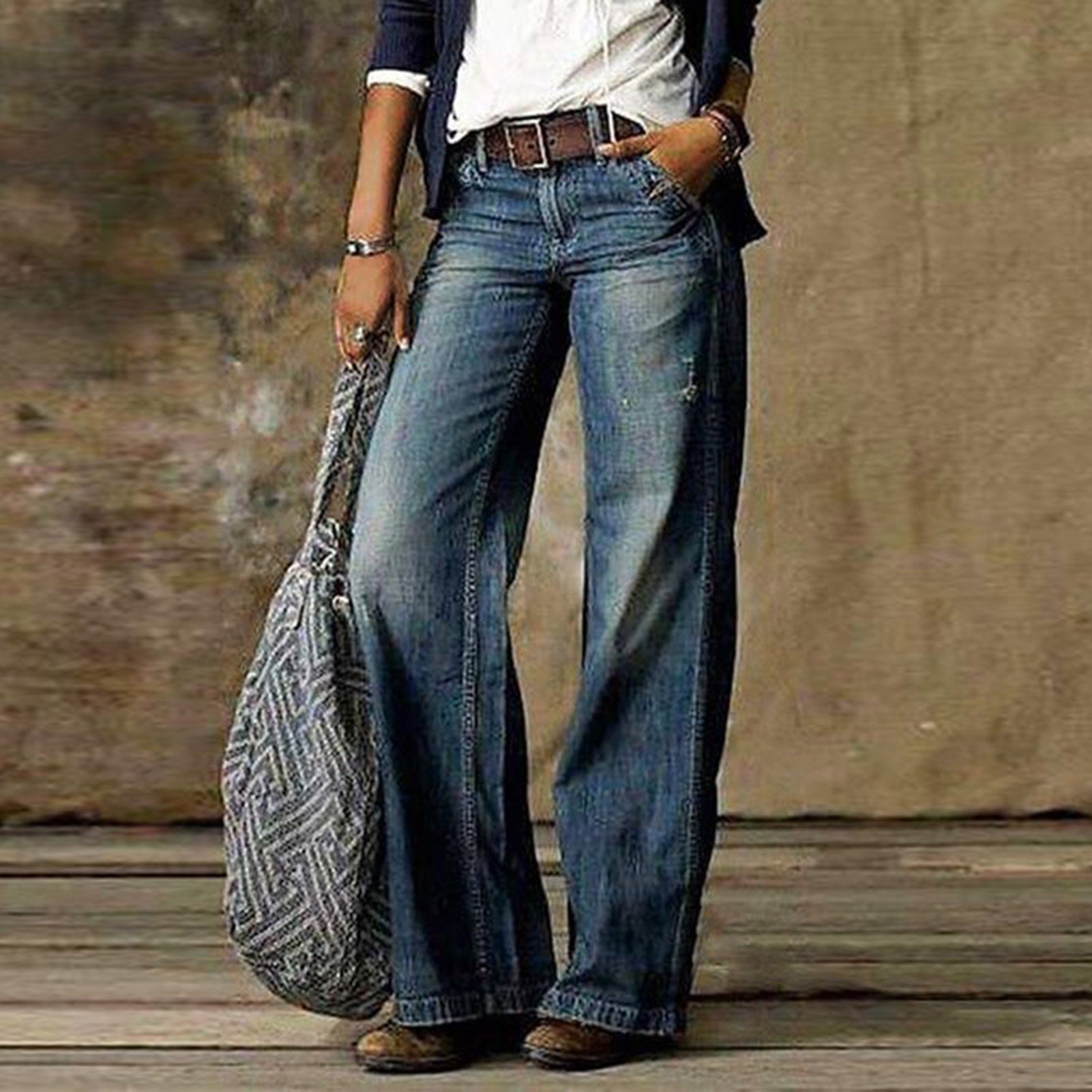 Pocket Casual Fashion Straight-Leg Jeans Pi-Mart