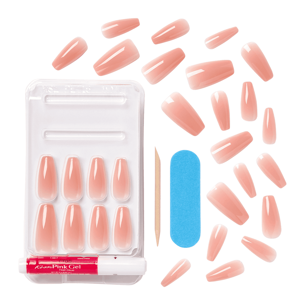KISS Bare but Better Sculpted Nude Fake Nails, Nude Glow, 28 Count
