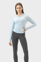 Millennia Pocketed Zip Up Hooded Long Sleeve Active Outerwear THRIXINE