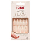 KISS Salon Acrylic Nude French Press-On Nails, Light Pink, Petite, Square Shape, 31 Ct.