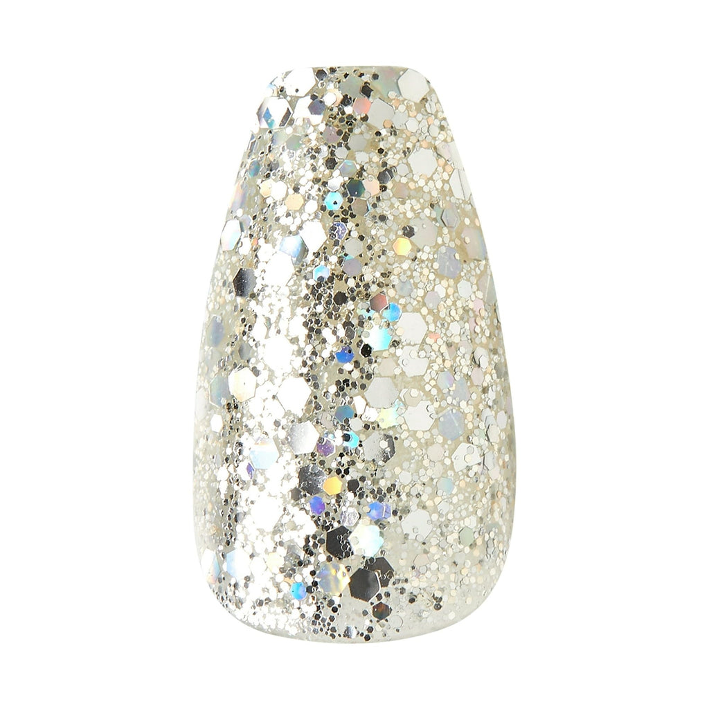 KISS Gel Fantasy Allure Ready-To-Wear Medium Coffin Fake Nails, Black & Silver, 28 Pieces EasyOptionXY LLC