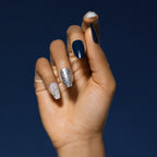 KISS Gel Fantasy Allure Ready-To-Wear Medium Coffin Fake Nails, Black & Silver, 28 Pieces EasyOptionXY LLC