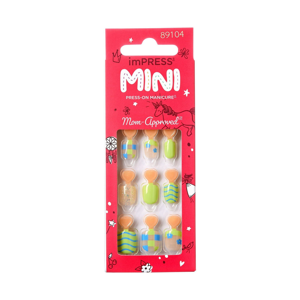 KISS imPRESS Mini Square Press-On Nails for Kids, Glossy Light Green, 20 Count EasyOptionXY LLC