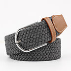 Women's Canvas Belt Student Pants Casual Stretch Braided Needle Buckle Pi-Mart