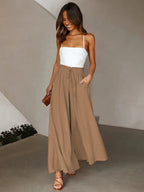 Ladies Plus Size Casual Pants Elastic Waist Wide-leg Pants - SJB-DIAMOND ELITES