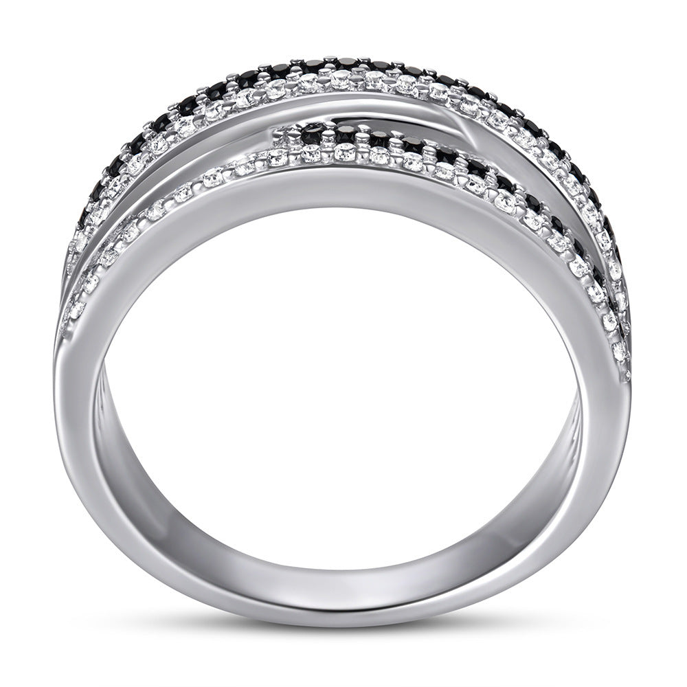Women's Fashion Wide Cross Ring In Sterling Silver Pi-Mart