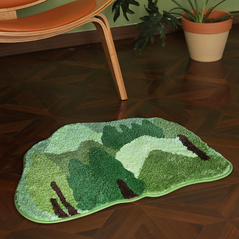 Non-slip Absorbent Green Bedroom Floor Mat Pi-Mart