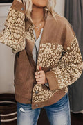 Leopard Print Drop Shoulder Jacket with Button-Up Closure Beautiful Unique Design Winter Jacket Stevvex