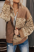 Leopard Print Drop Shoulder Jacket with Button-Up Closure Beautiful Unique Design Winter Jacket Stevvex