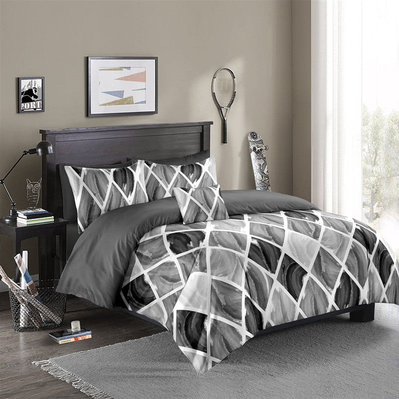 Diamond Check Quilt Cover Bed Set Pi-Mart
