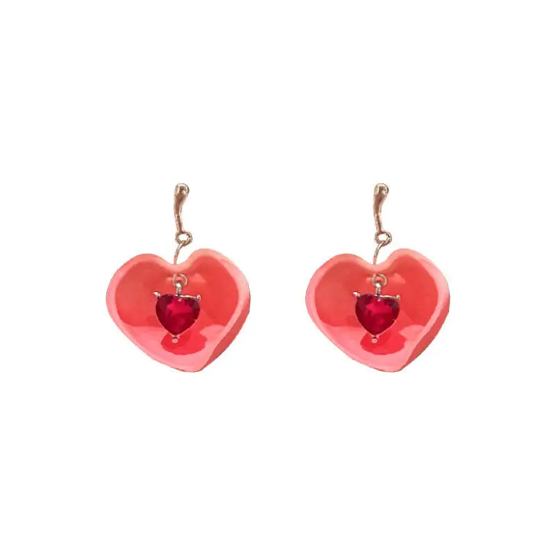 925 Silver Needle Crystal Love Sweet Peach Earrings Lootquake LLC
