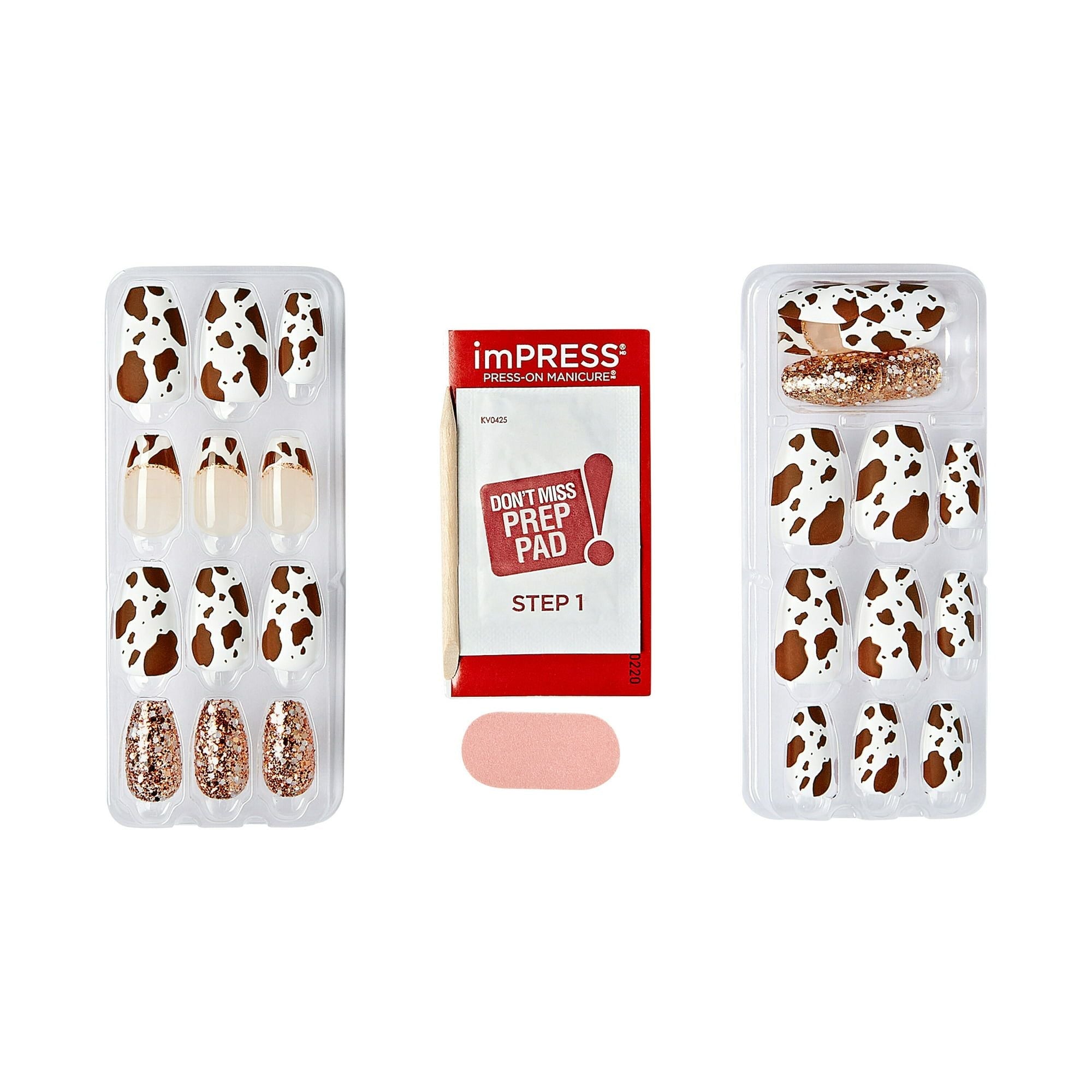 KISS imPRESS Medium Coffin Gel Press-On Nails, Matte Medium Brown , 30 Pieces EasyOptionXY LLC