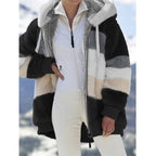 Multicolor patchwork hooded short fashion jacket Pi-Mart