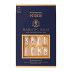 KISS Majestic Nails, 'In a Crown', 30 Reusable Medium Coffin Shape Jeweled Nails EasyOptionXY LLC