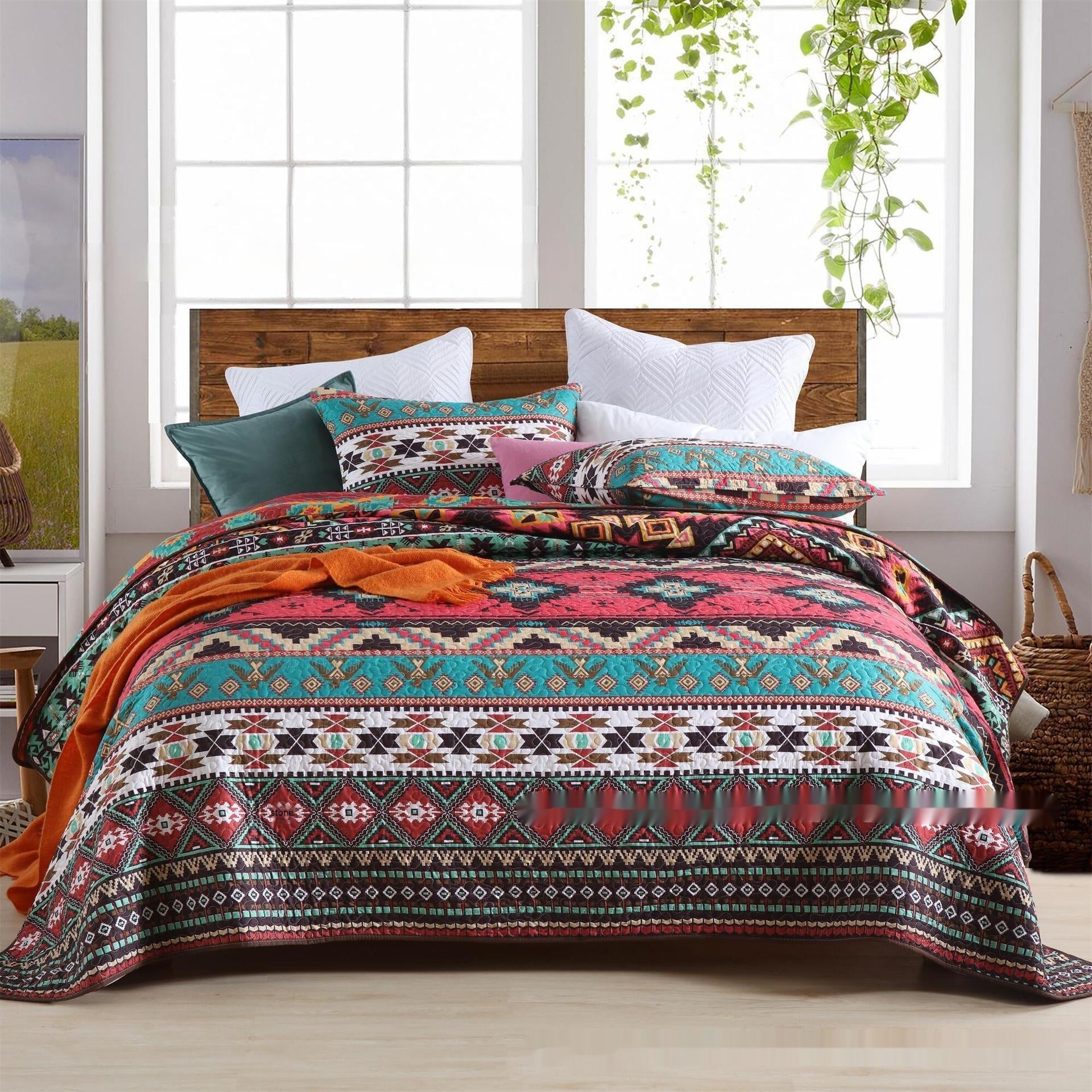 Brushed Fabric Quilted Bed Cover High Quality Polyester Cotton Three-piece Set Pi-Mart