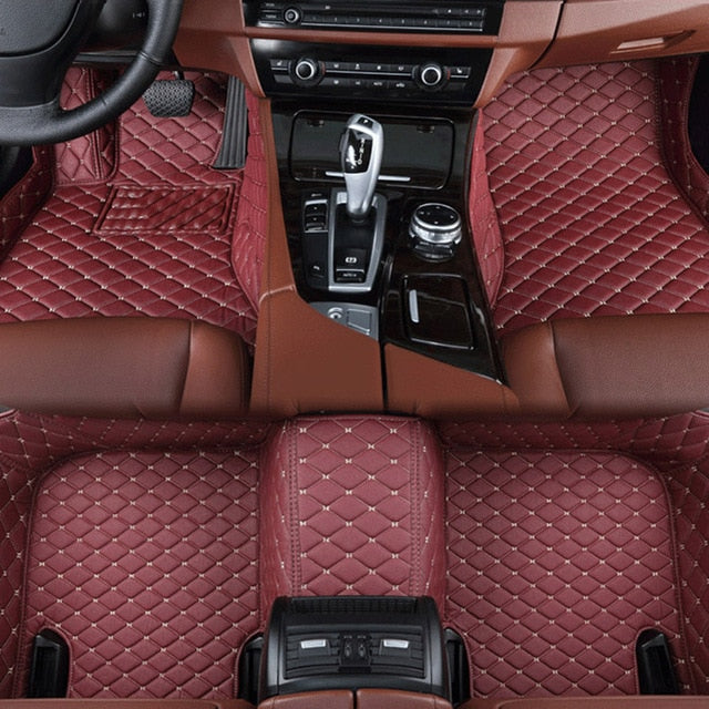 Fully Surrounded Car Leather Floor Mat Pad All Weather Protection Pi-Mart