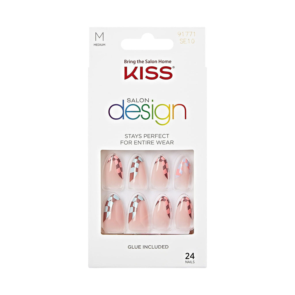 KISS Salon Design Press-On Nails, 'Made U Look', Brown-Red, Medium Almond, 31 Pieces EasyOptionXY LLC