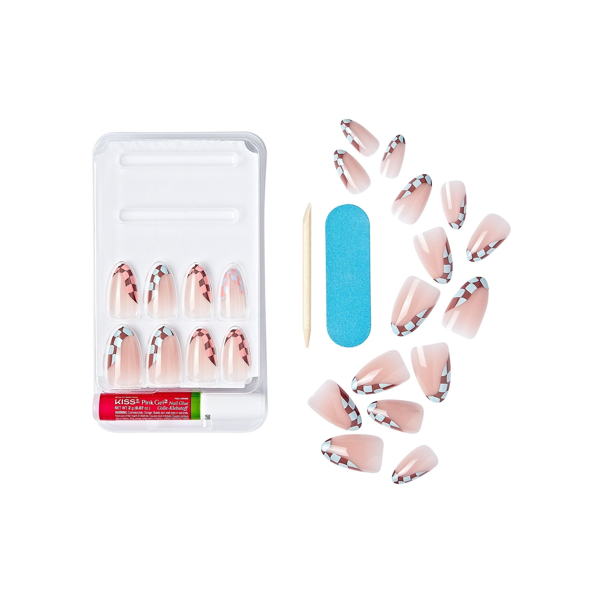 KISS Salon Design Press-On Nails, 'Made U Look', Brown-Red, Medium Almond, 31 Pieces EasyOptionXY LLC