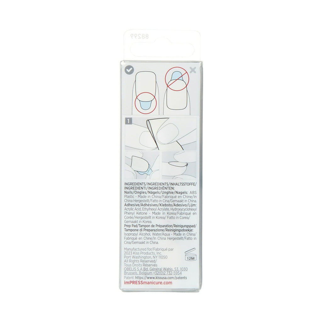 KISS imPRESS Color Long-Lasting Medium Almond Press-On Nails, White Glossy, 30 Pieces EasyOptionXY LLC