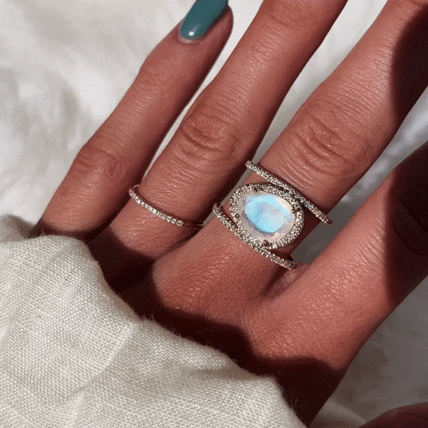 Double Band Moonstone Ring - SJB-DIAMOND ELITES
