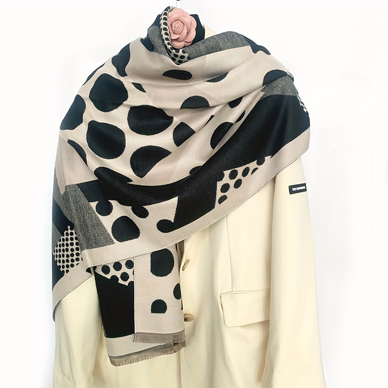 Stylish Polka Dot Jacquard Scarf Imitation Cashmere Soft Warm Short Beard Shawl Autumn Winter Windproof Coldproof Blanket Scarf Lootquake LLC