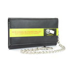 Montauk Leather Club Men's RFID Signal Blocking Tri-Fold Trucker's Wallet in Genuine Black Leather with Heavy Duty Chain EasyOptionXY LLC