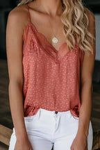 Spaghetti Strap Printed Lace Tank Top - SJB-DIAMOND ELITES
