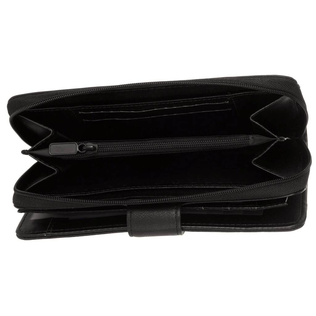 Julia Buxton Women's Heiress Checkbook Wallet Leather, Black