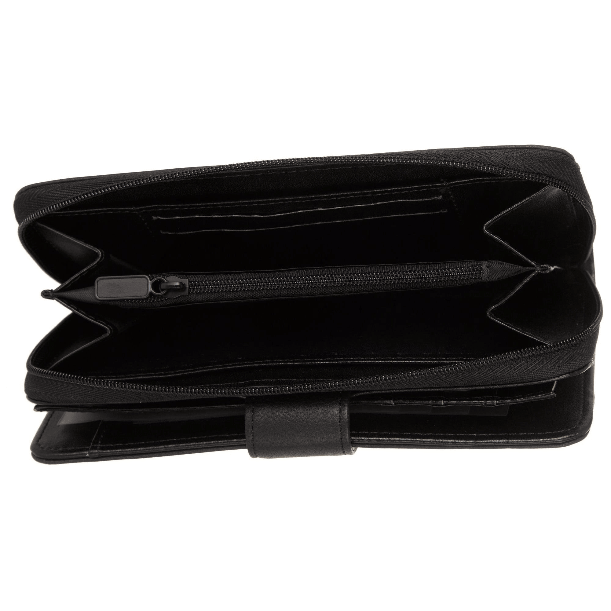 Julia Buxton Women's Heiress Checkbook Wallet Leather, Black