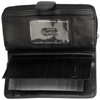 Julia Buxton Women's Heiress Checkbook Wallet Leather, Black