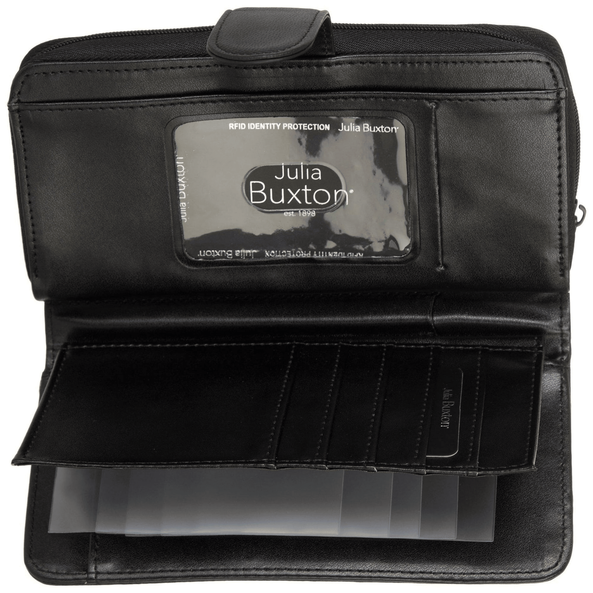 Julia Buxton Women's Heiress Checkbook Wallet Leather, Black