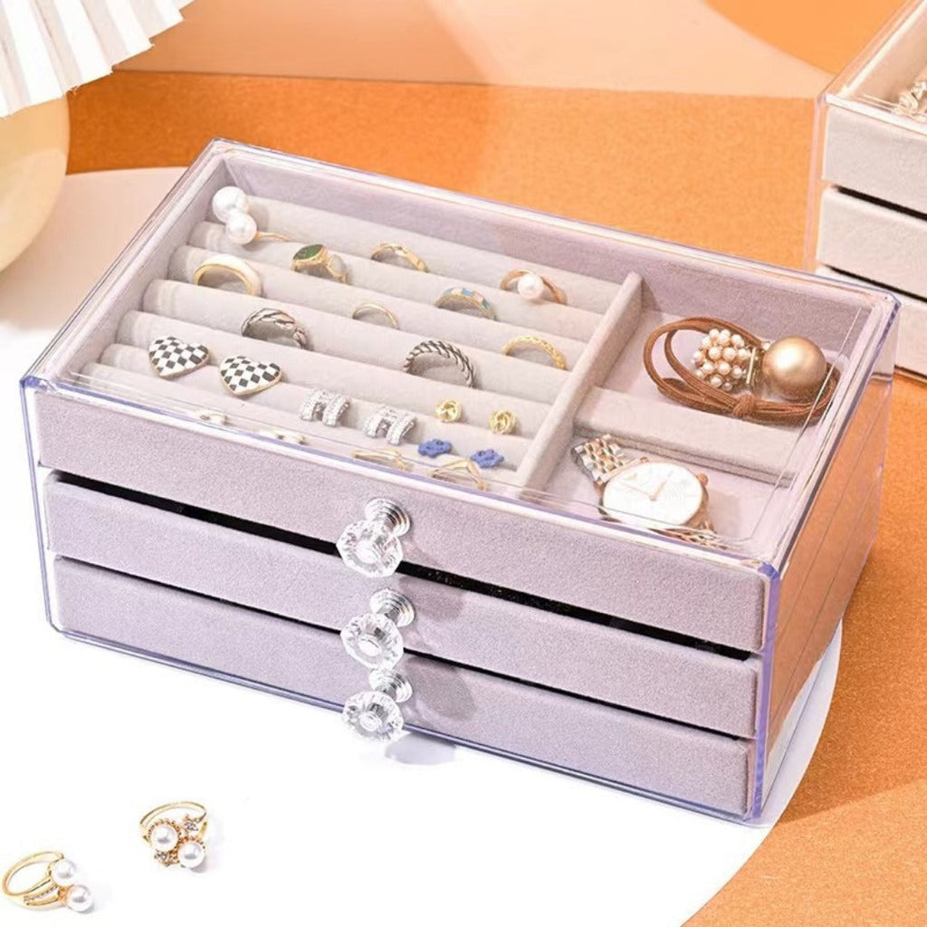 Multi-layer anti-oxidation jewelry box, earrings necklace bracelet jewelry storage box large capacity - SJB-DIAMOND ELITES